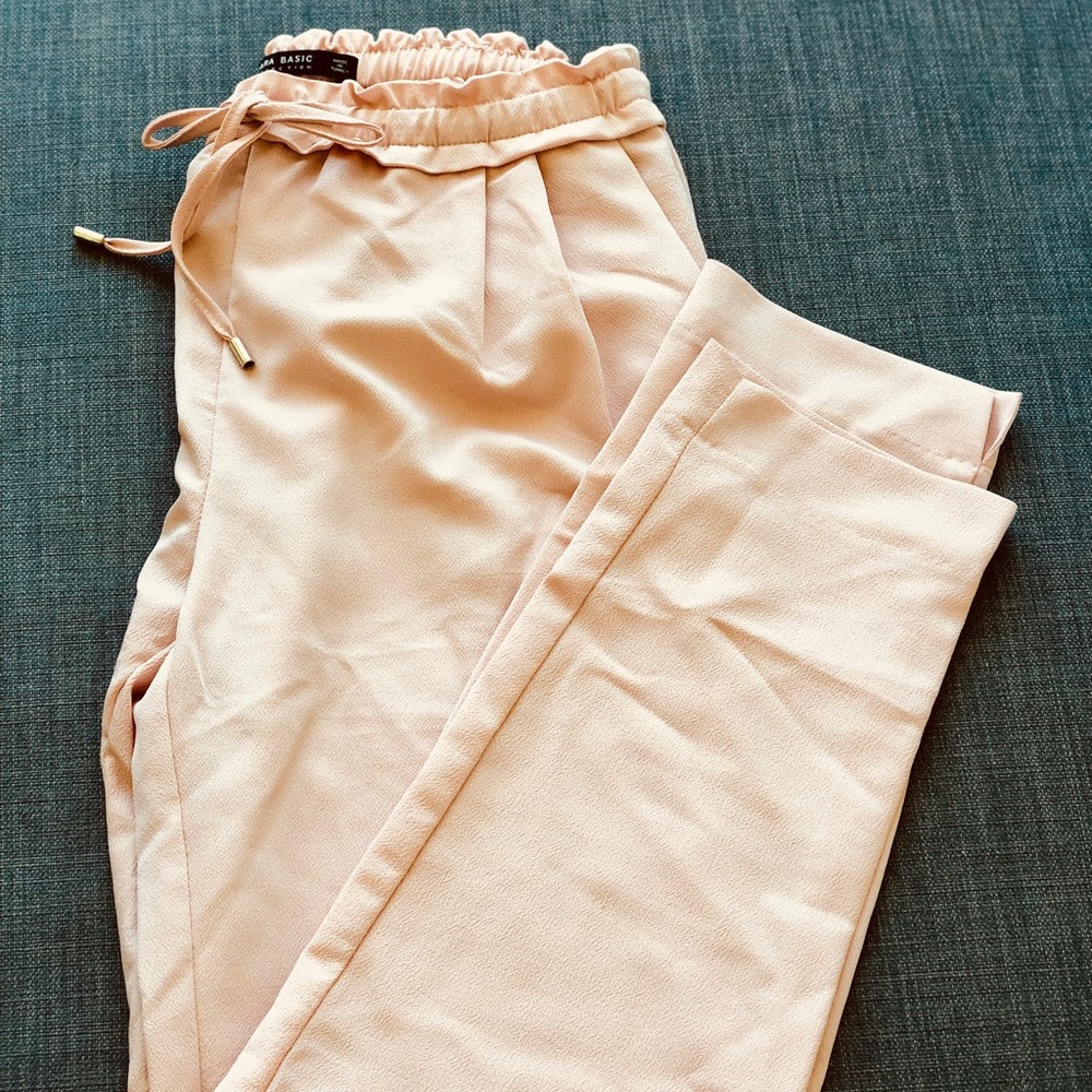 Zara Draw String/Elastic Trouser Pant -Light Pink